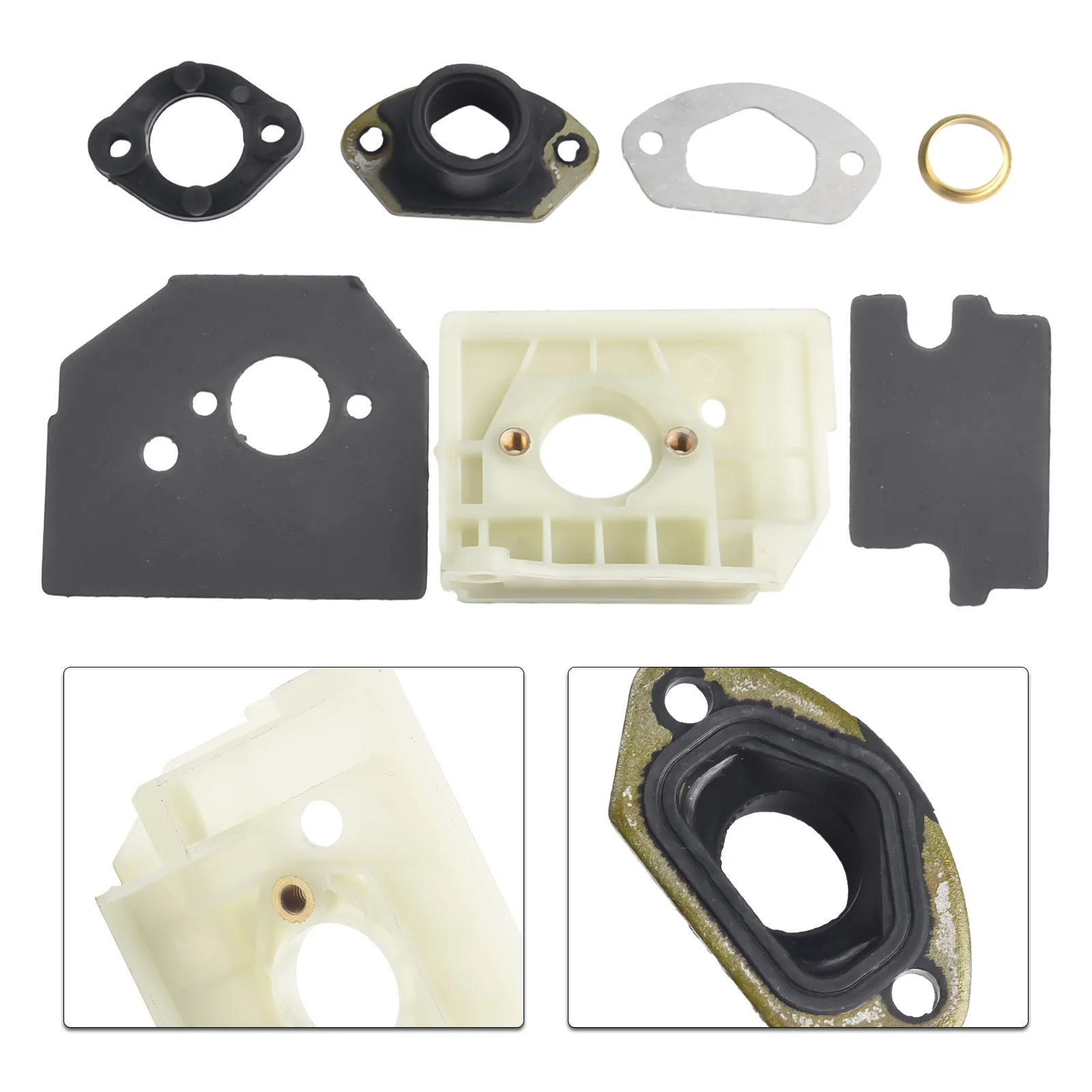 Compatible Carburetor Bracket Spacer and Inner Gasket Set for Chainsaws 4500 5200 5800 Boosts Performance and Efficiency