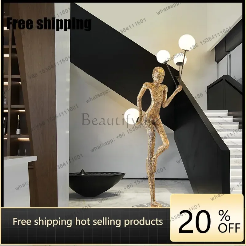Factory Direct Nordic modern abstract figure sculpture floor lamp light luxury FRP resin humanoid welcome ornament