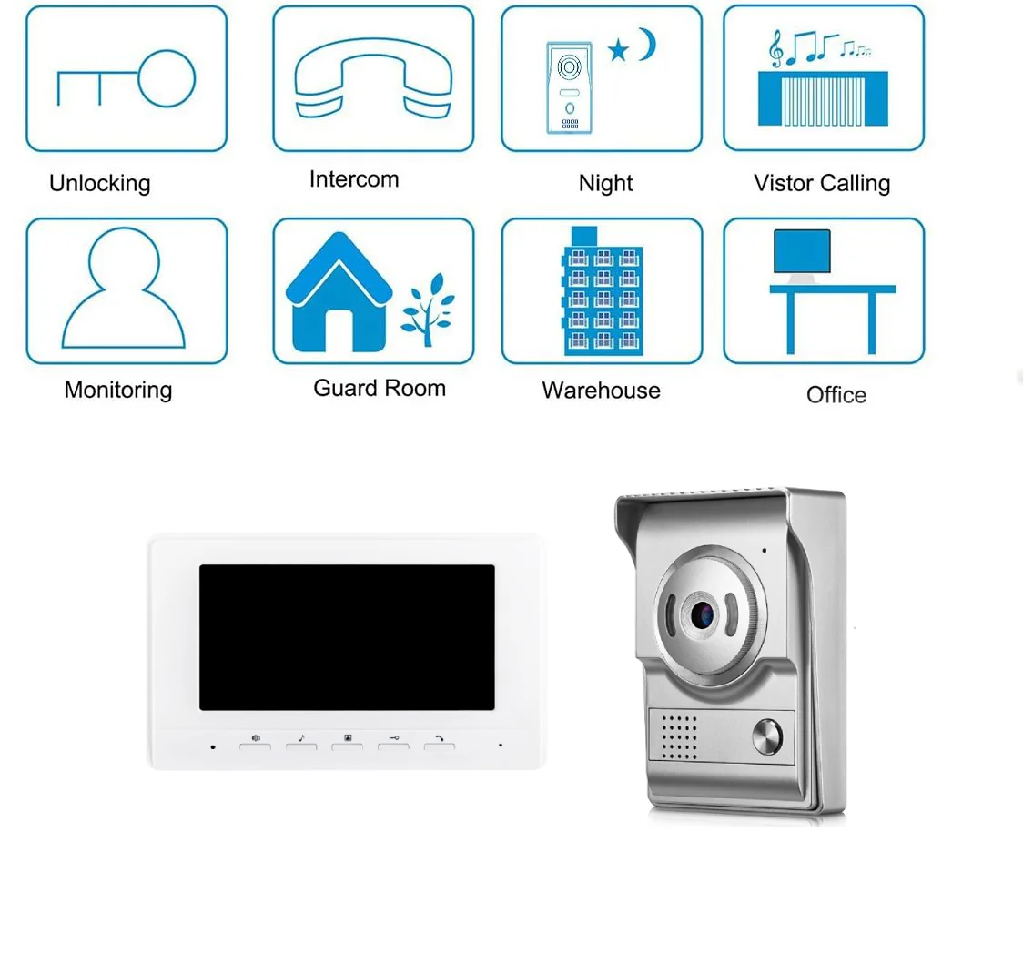 7 inch Video Doorbell Intercom System Dual-Way Intercom Video Door Phone for Villa Home Apartment Protect Doorphone System