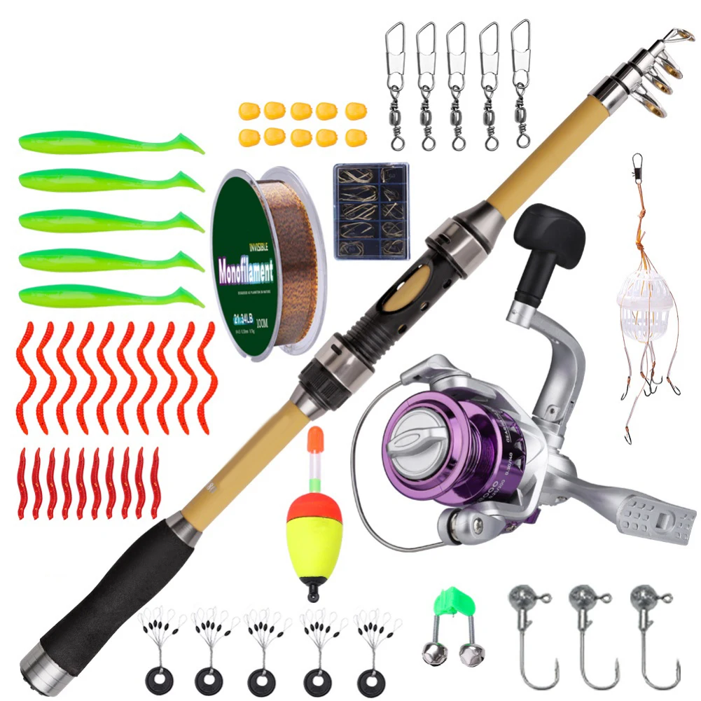 伸縮式釣竿-ポータブルセット-1-8m-リール付き-56本-軽量グラスファイバー-初心者釣り人向け