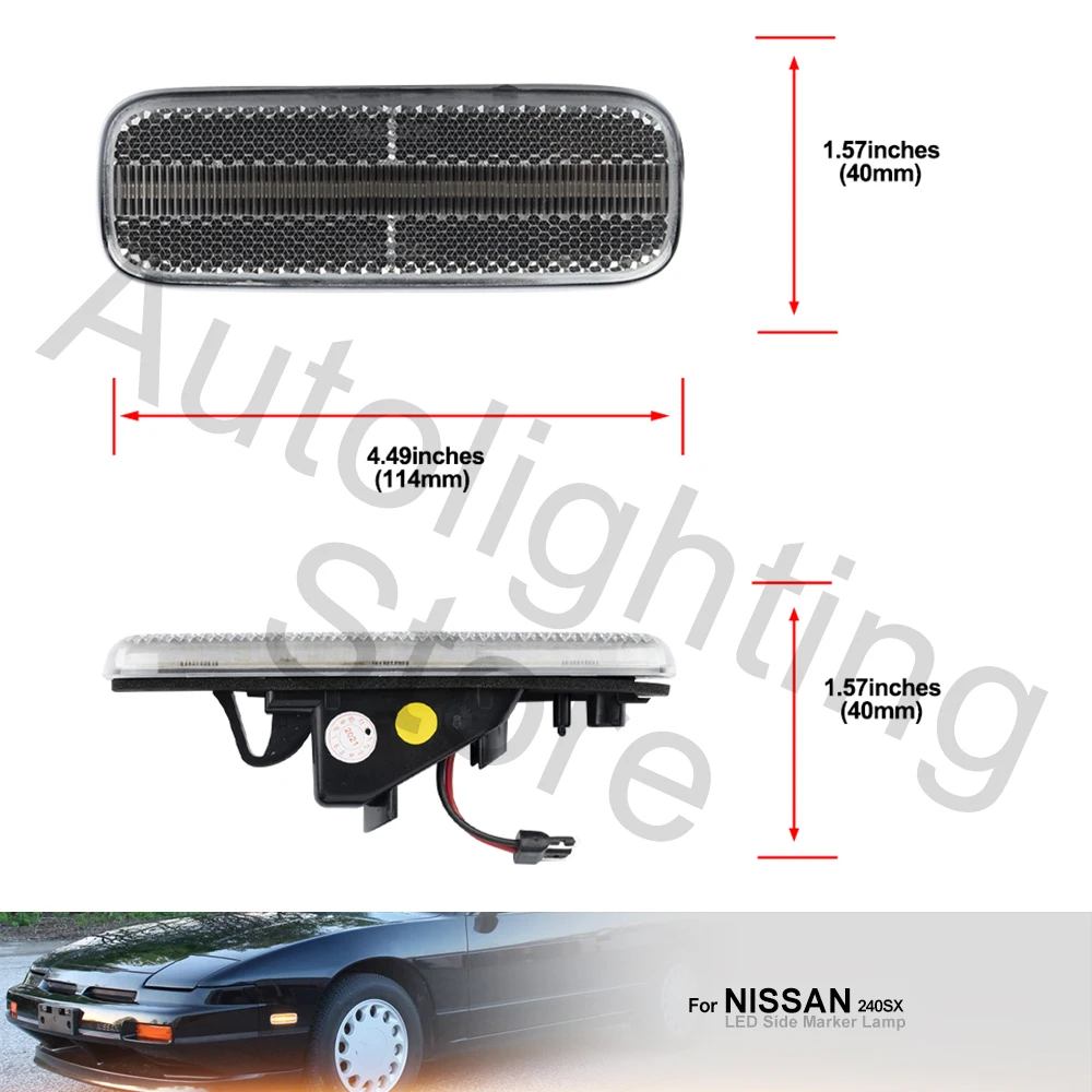 2PCS LED Fender Side Marker Light Kit For Nissan 240SX(S13)1989 1990-1994 Altima1993-1997 Stanza Replace OEM Side marker Lamps 