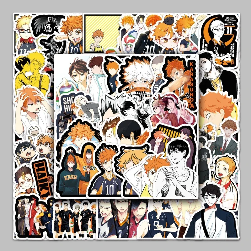 52/26PC Hinata Shouyou Kageyama Tobio Sawamura Daichi Tanaka Ryuunosuke Cartoon Graffiti Mobile Phone  Cup Waterproof Sticker