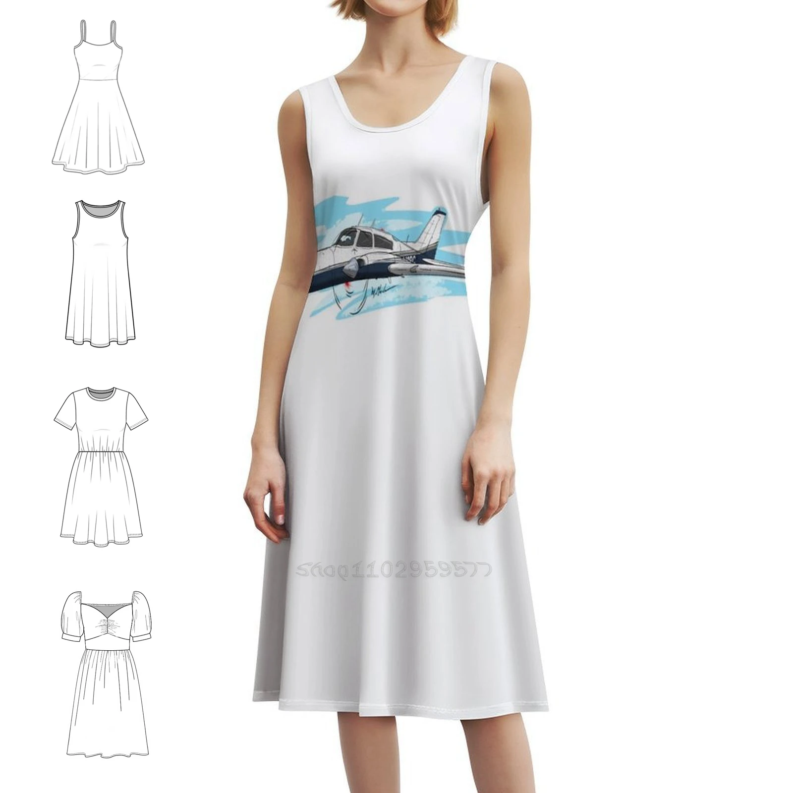 فستان سيسنا 310 بوهيمي بدون أكمام للنساء مطبوع فساتين حفلات الشاطئ سيسنا 310 310R بايبر شيروكي 300 فستان سهرة للنساء #1