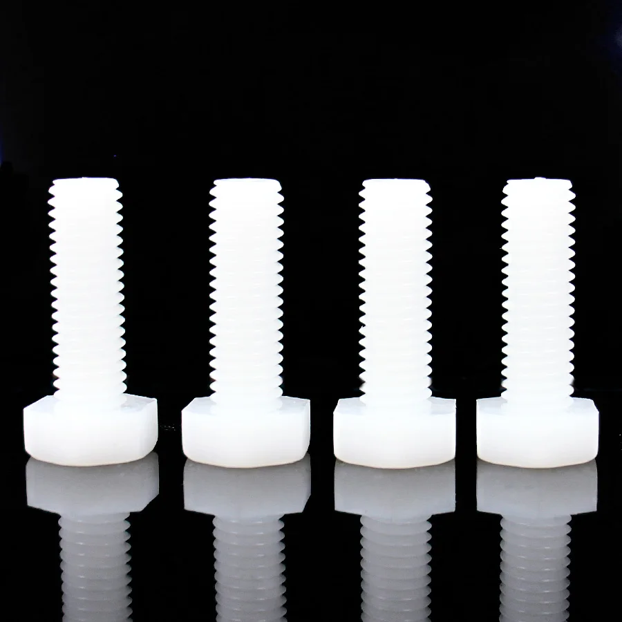 5-30pcs M3 M4 M5 M6 M8 M10 M12 Nylon Hex Head Plastic Screws Insulated Threaded Rod Bolts for Electrical Equipment
