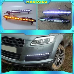 2pcs For Audi Q7 2006 2007 2008 2009 Yellow Turn Signal Function Car DRL Waterproof 12V LED Daytime Running Light Fog Lamp Bulb
