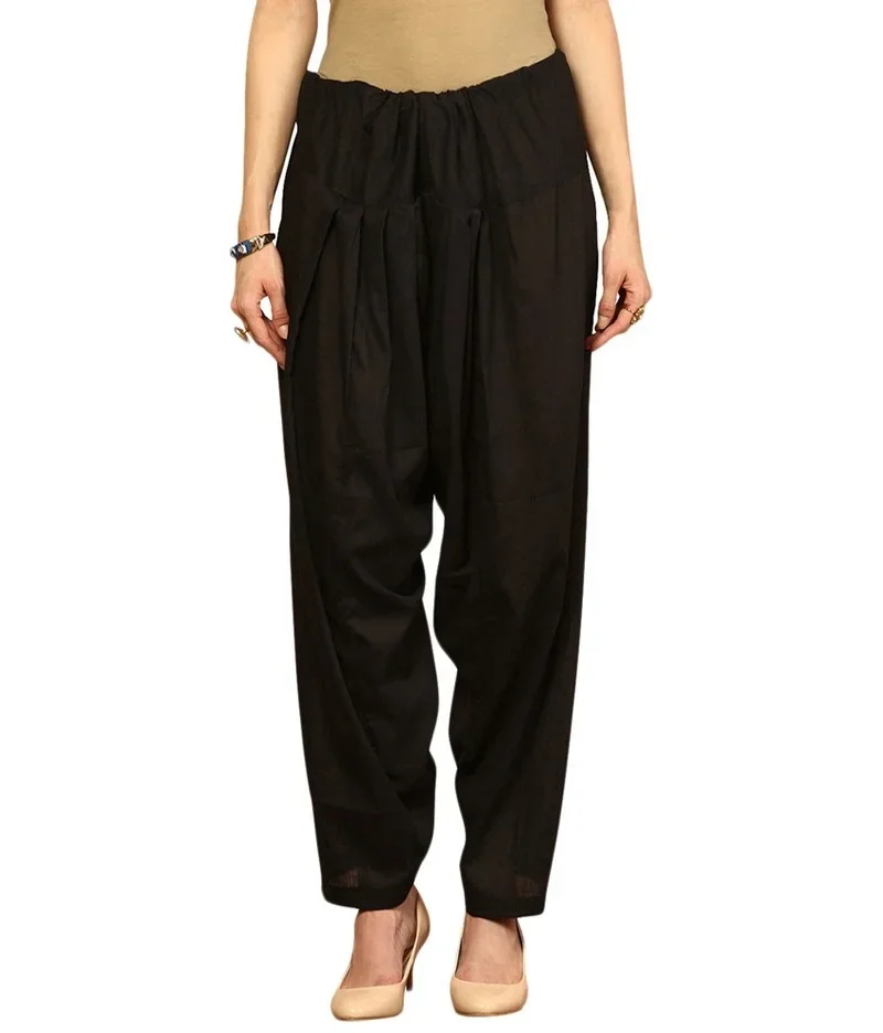 Spring Summer Women's Indian Punjabi Harem Pants Cotton Baggy Loose Fit Lightweight Pleated Trousers Pakistani India Clothing