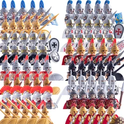 Medieval Military Sets Action Figures Building Blocks Bricks Roman Knight Spartan Soldier Helmet Sword WeaponsToys For Children