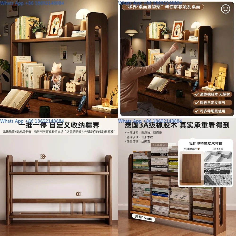 

Wooden Desktop Organizer Stand for Books and Office Supplies Multi Tier Storage Shelf