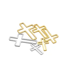 20/50pcs Cross Charm Stainless Steel Hollow Pendant Open Bezels 16/20/25mm DIY Earring Connector Fashion Jewelry Making Supplies