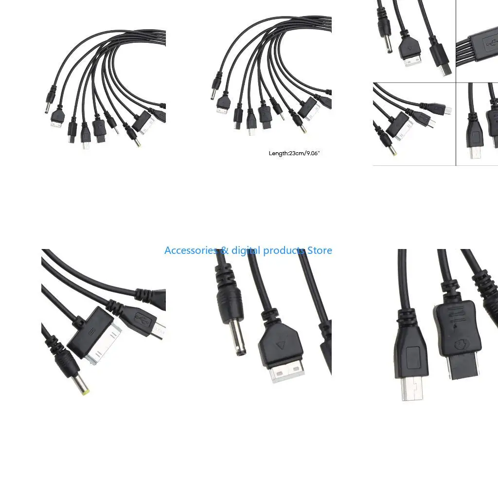 77JD Multi Plug USB Phone Cable 10 in 1 USB Cable Multi-port Universal