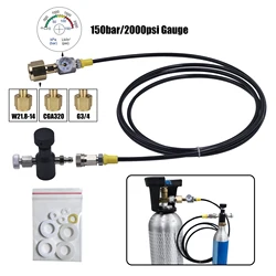 Soda Water Accessories Cylinder CO2 Refill Station Adaptor With Hose On/Off Adapter W21.8-14 or G3/4 or CGA320 Connector