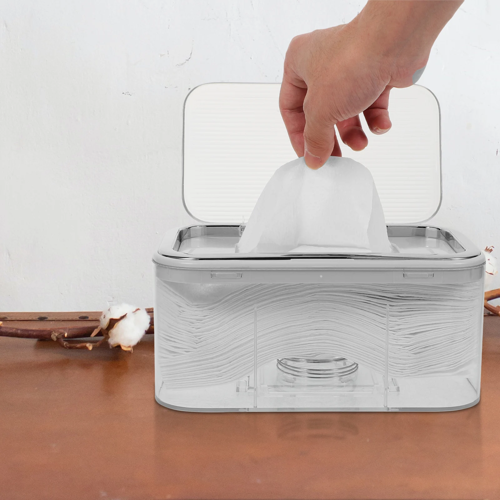 

Tissue Box Holder Large Capacity Silver Desktop Paper Towel Dispenser Rectangle Case Household Napkin Boxes Storage