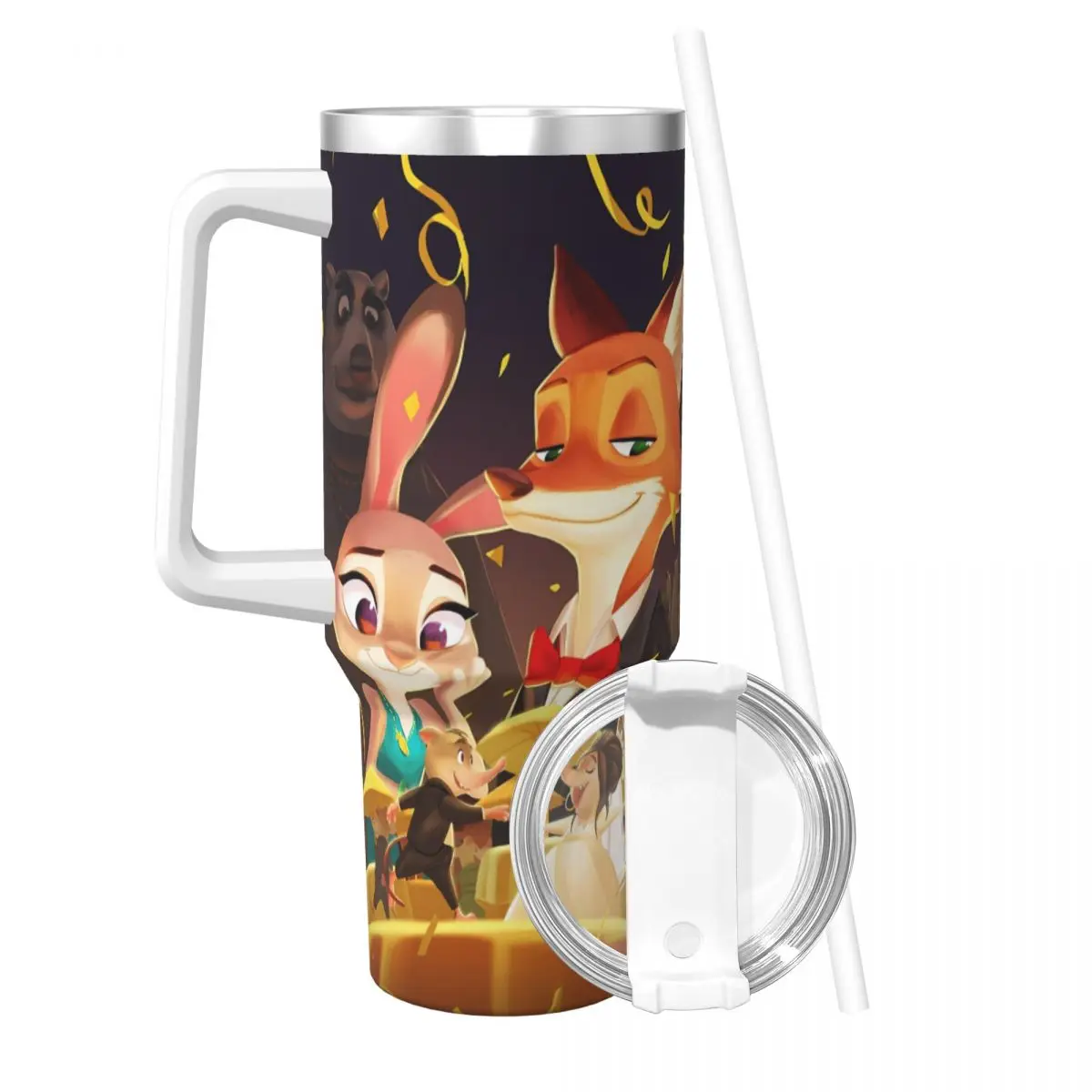 Zootopia Nick Judy Anime Stainless Steel Tumbler Travel Car Mugs 40oz Thermal Cups Heat Preservation Cold Milk Tea Water Bottle