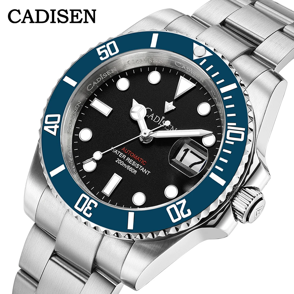 CADISEN New Men Automatic Mechanical Watches NH35A Movement Stainless Steel Sapphire Glass Waterproof Men Watches Reloj Hombre