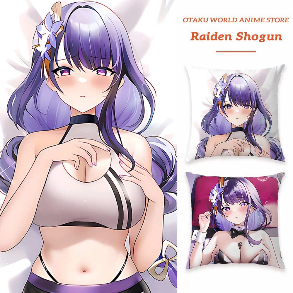 

Raiden Shogun Dakimakura Anime Japanese Otaku 45x45 2-Side Printed Decor Kawaii Hugging Body Pillowcase Cushion Pillow Cover