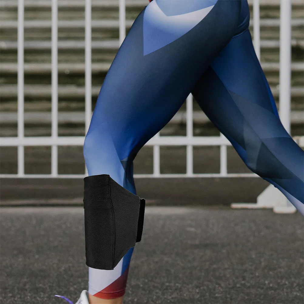 2Pcs Running Leg Phone Holder Adjustable Elastic Band Non Slip for Jogging Hiking Fitness Leg Strap Phone Storage Bag Black