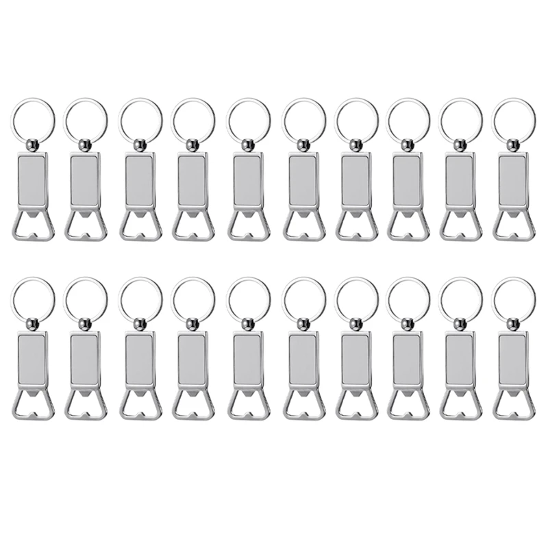 20PCS Sublimation Blanks Keychains Metal Bottle Opener Blank Key Rings Gift For Your Boyfriend, Husband, Father