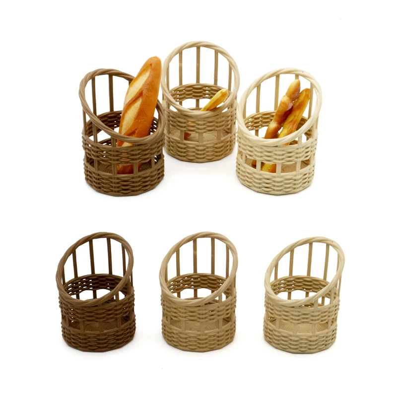 1:12 Dollhouse Miniature Storage Woven Bread Basket Shopping Basket Kitchen Model Decor Toy Doll House Accessories