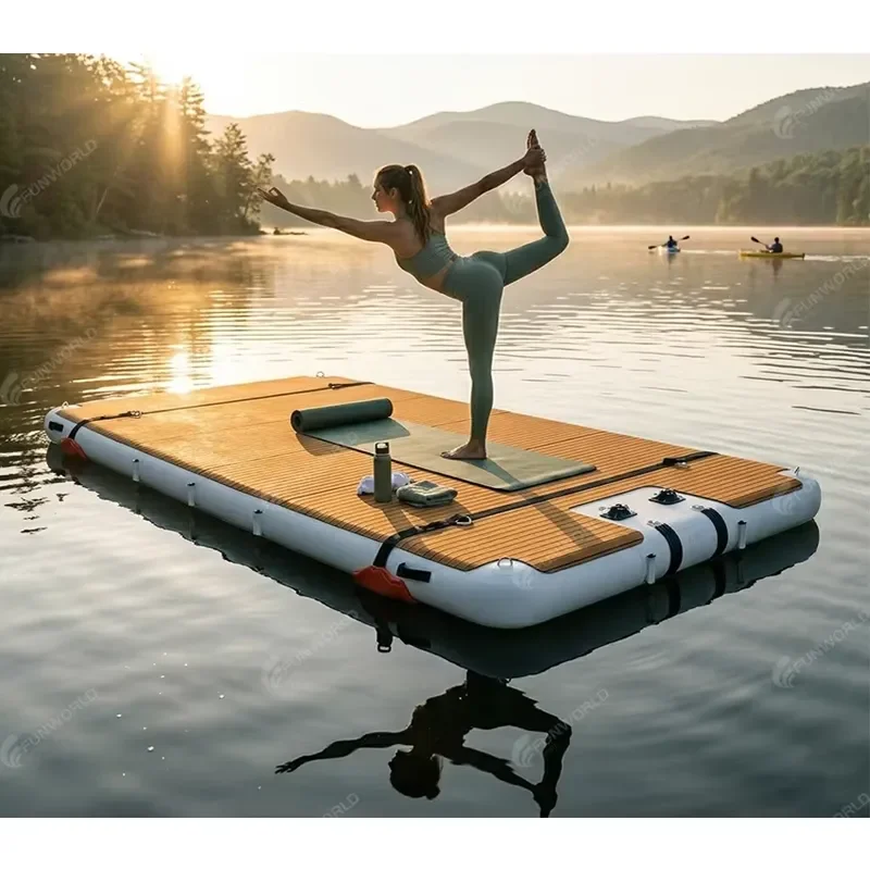 Portable Water Platform with EVA Inflatable Floating Dock Platform for Yacht Swimming Boat Dock Extension