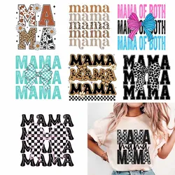 Mother's Day Leopard Print Heat DTF Transfer Ptint Patch For T Shirts Hooding MAMA Iron On Transfer Sticker For Clothing