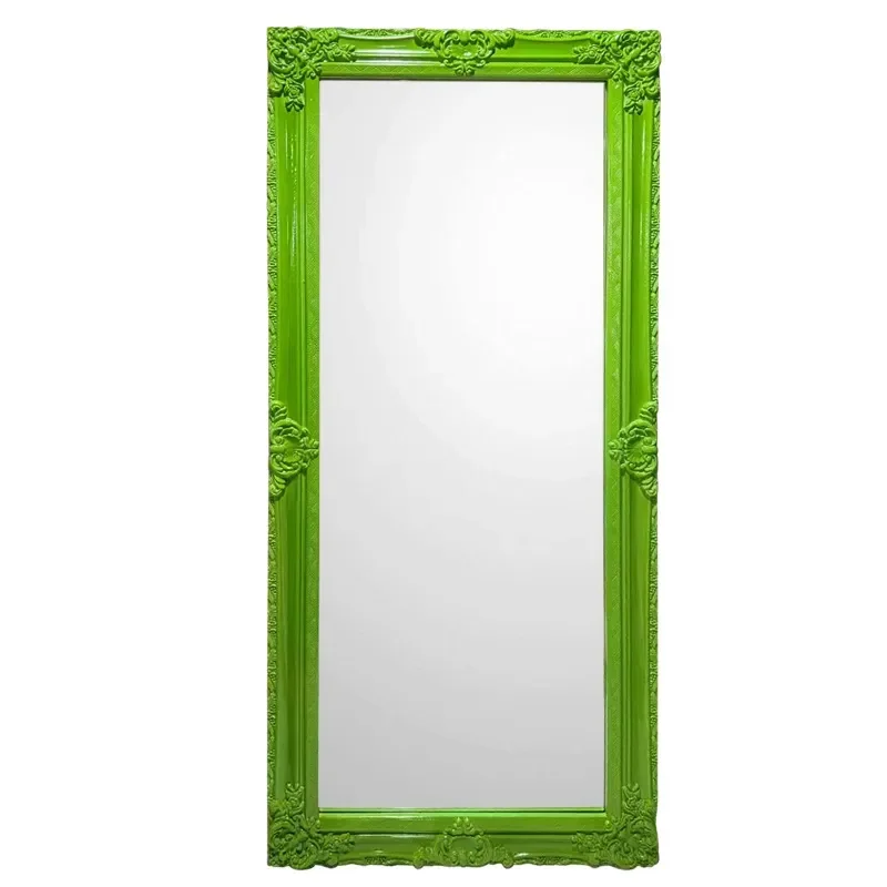 full length mirror retro flocking carved floor standing mirror for clothing store fitting room