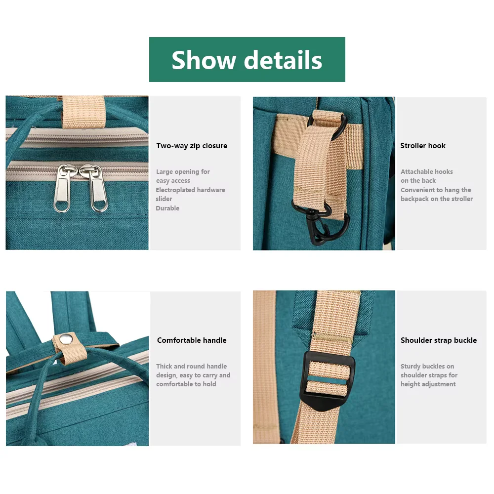 حقيبة الأم خفيفة الوزن محمولة قابلة للطي سرير الأطفال ذات سعة كبيرة حقائب السفر الأمومة حقيبة ظهر الطفل الإناث الأم نزهة حقيبة هدية #3