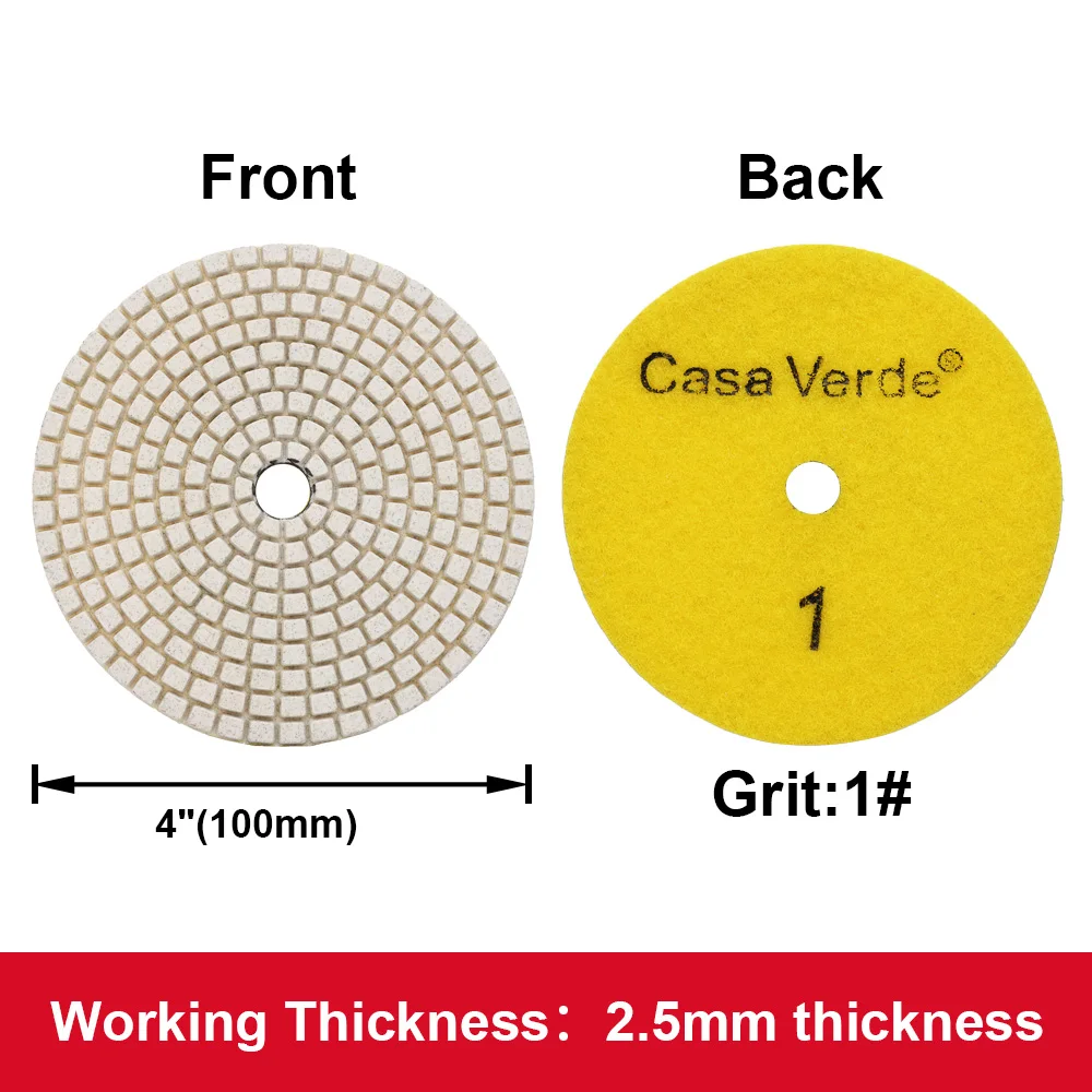 Casaverde 1PC 100mm Diamond 3 Step Polishing Pads 4