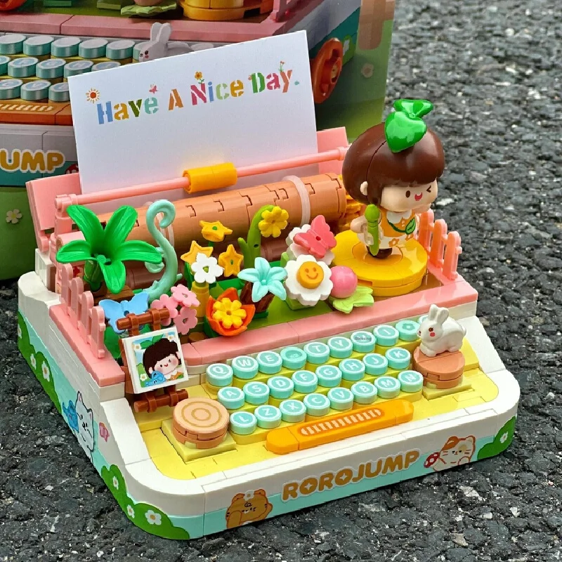 Rorojump Typewriter Building Blocks Intellectual Assembled Puzzle Aesthetic Desktop Decoration Toy Birthday Gift For Adult Women