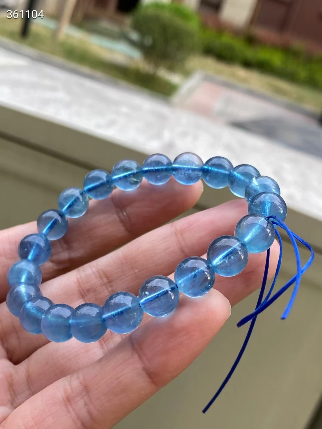 

Natural Blue Aquamarine Quartz Bracelet Clear Round Beads Aquamarine 9.2mm Gemstone Wealthy Stone For Women Men AAAAAAA