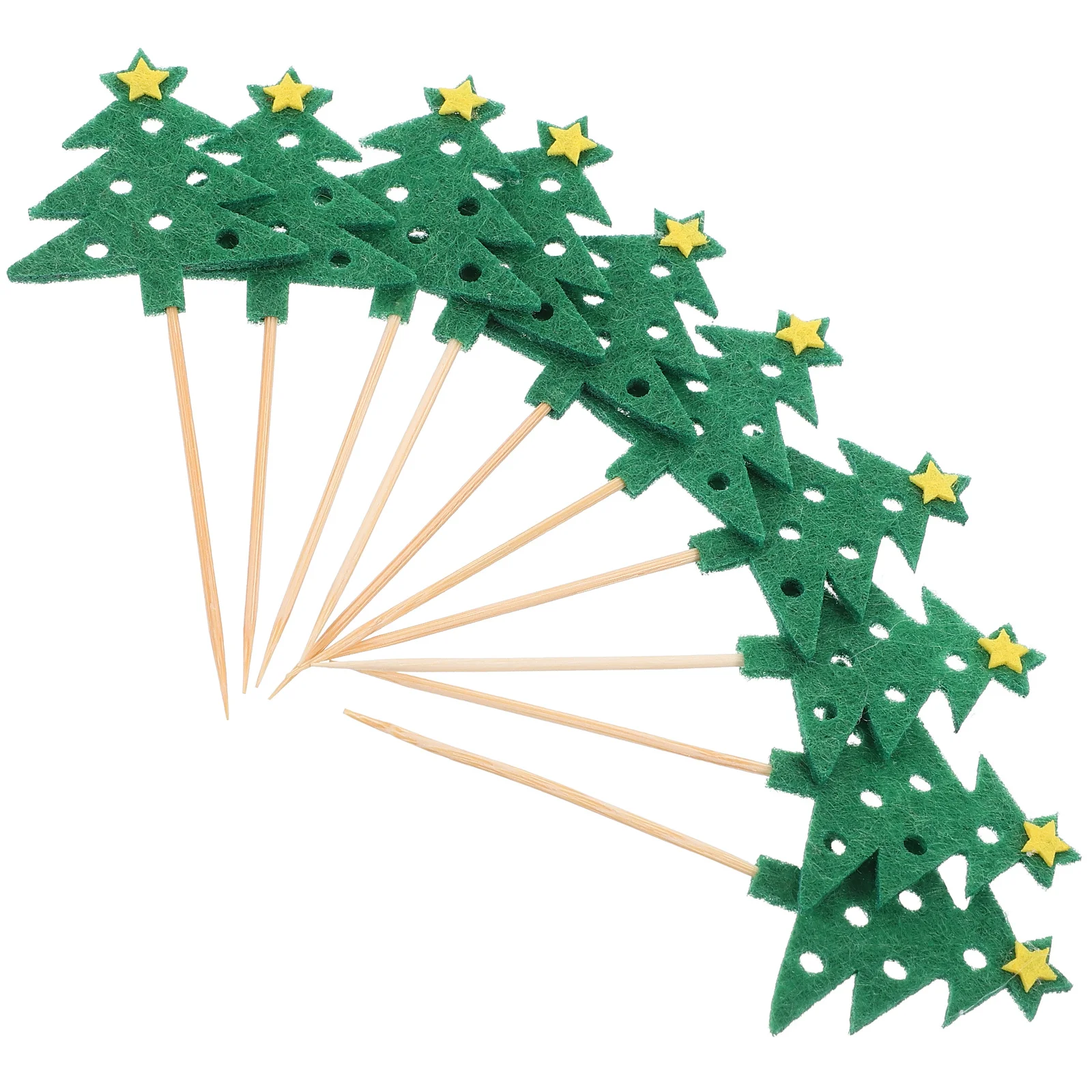 

10pcs Cake Picks Christmas Tree Design Decorative Toothpicks For Desserts Fruit Appetizers Holiday Party Cupcake Toppers