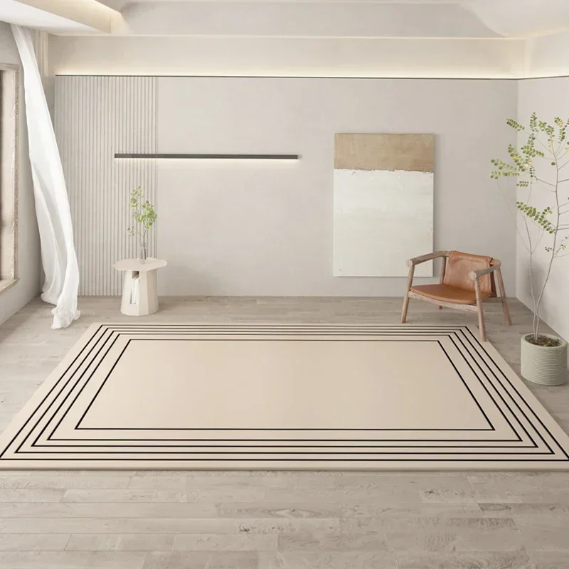 VIKAMA Off-White Irregular Rug Abstract Lines Art Design Soft to the Touch Living Room Bedroom Decor Instagram-Worthy Style