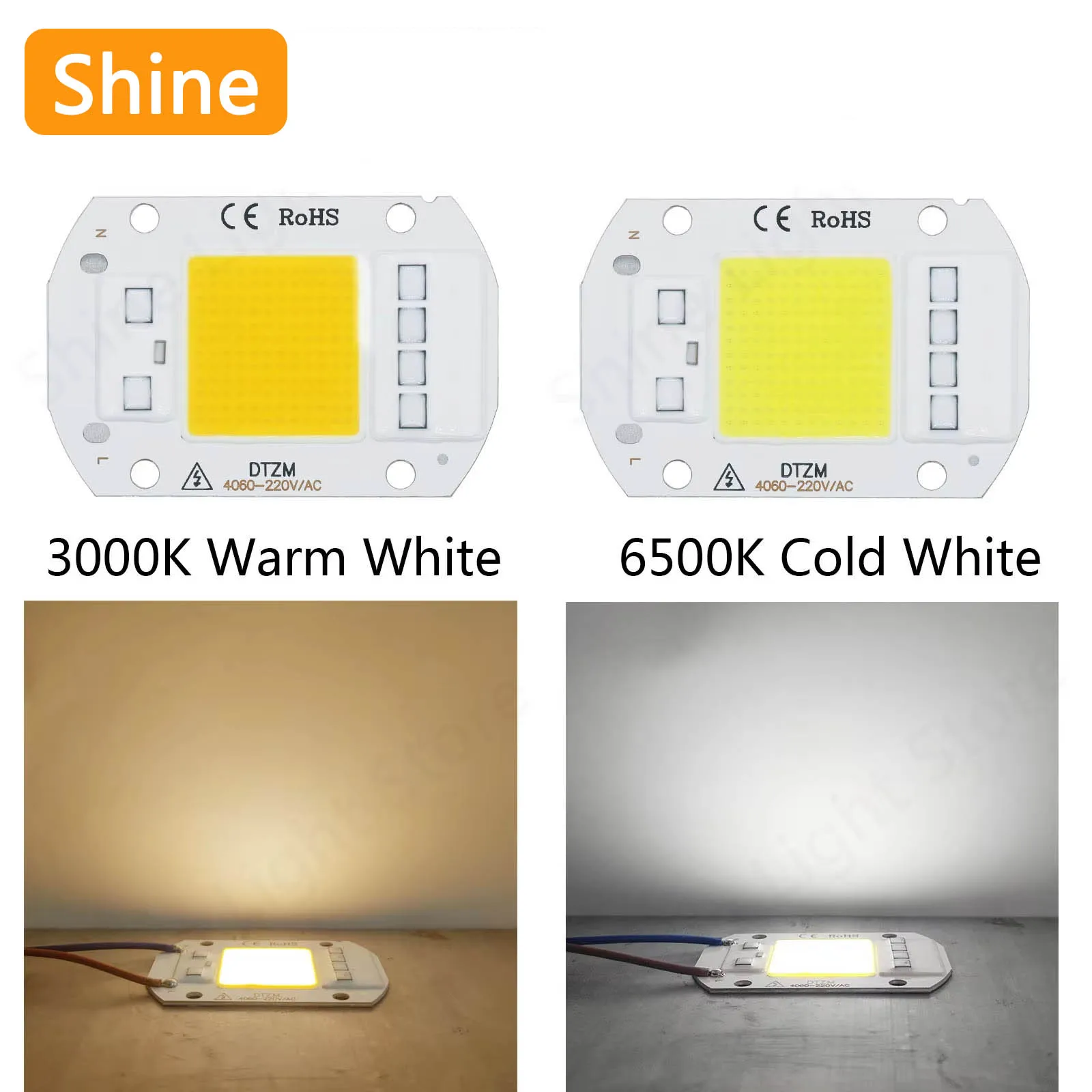 

10W 20W 30W 50W High Power LED COB Lamp Bead 220V Smart IC No Need Driver DIY Floodlight LED Bulb Spotlight Outdoor Chip Lamp