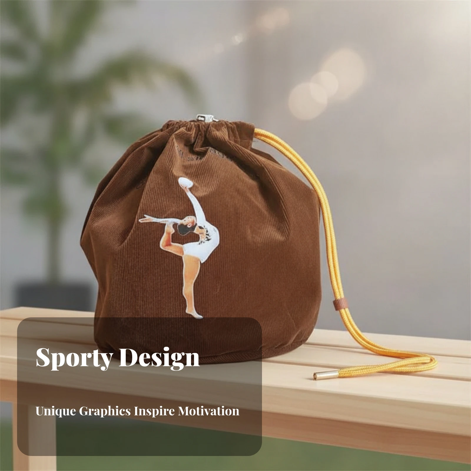 

Round Drawstring Bag Gymnastics Ball Bag Printed Graphics Reusable Foldable Textile Pouch Stuff Sack for Gymnasts