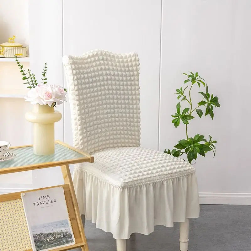 Cream White Chair Cover Living Room Solid Fashion Color Stretch Fabric Spandex Elastic Dinning Chair Decoration Universal Size