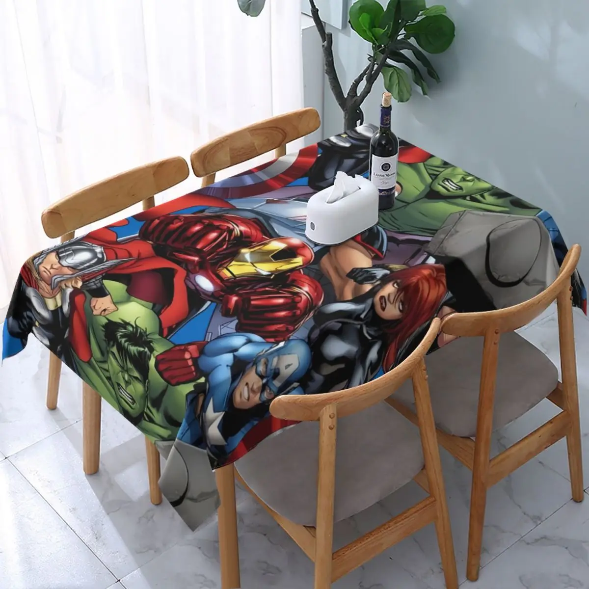 Custom Disney Iron Man Marvel Film Tafelkleed Rechthoekig Elastisch Getailleerd Oliebestendig Tafelkleed Voor Feest