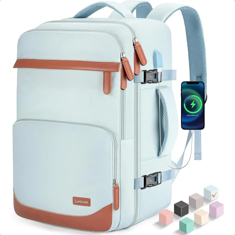 

40L Travel Backpack with USB Charging Port WaterResistant Carry On Backpack for Men Women Busin Laptop Backpack for Trips Commu