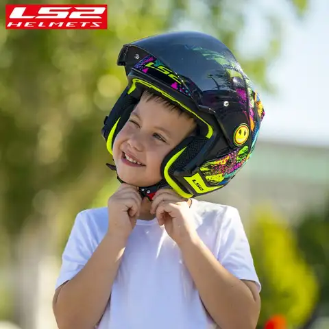 Casco moto per bambini LS2 Casco moto di sicurezza con ventilazione per casco da bici sportivo doppio viso aperto per bambini approvato ECE OF622