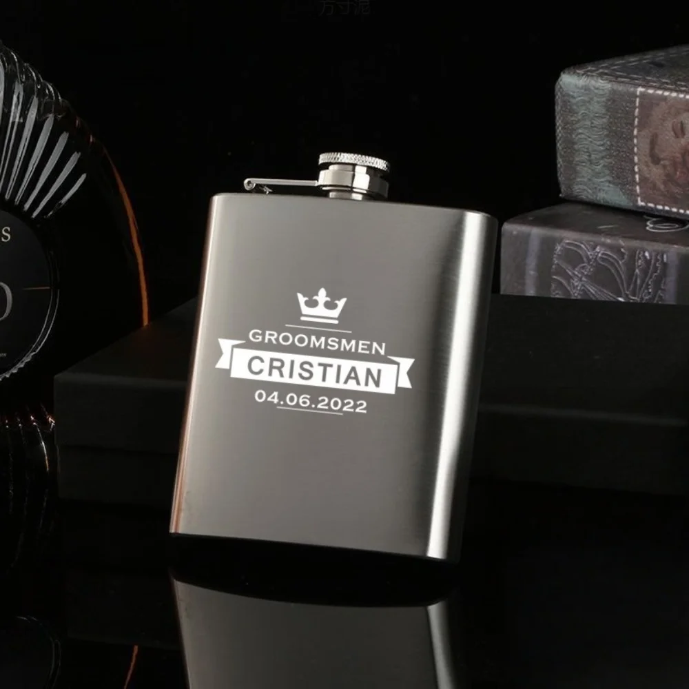 

Customized Personalized Text Wine Bottle Stainless Steel Black Wine Bottle For Father Friend Or Party Wedding Commemorative Gift