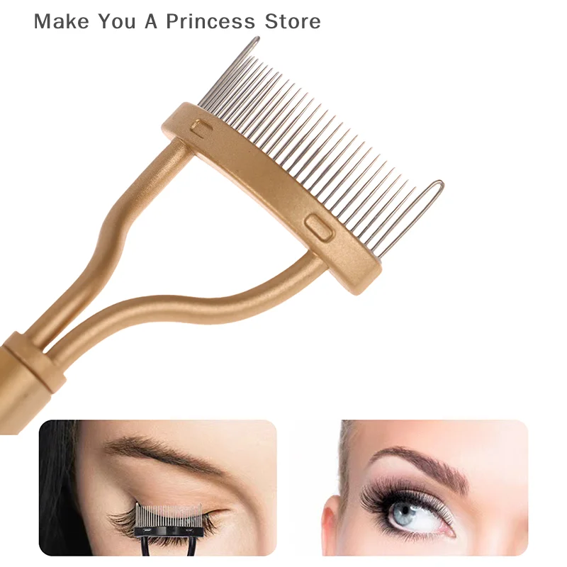 Gold Wimpern Separator Metall Zähne Gerade Wimpern Curler Schönheit Make-Up Edelstahl Wimpern Pinsel Kamm Mascara Curl Make-Up-Tool