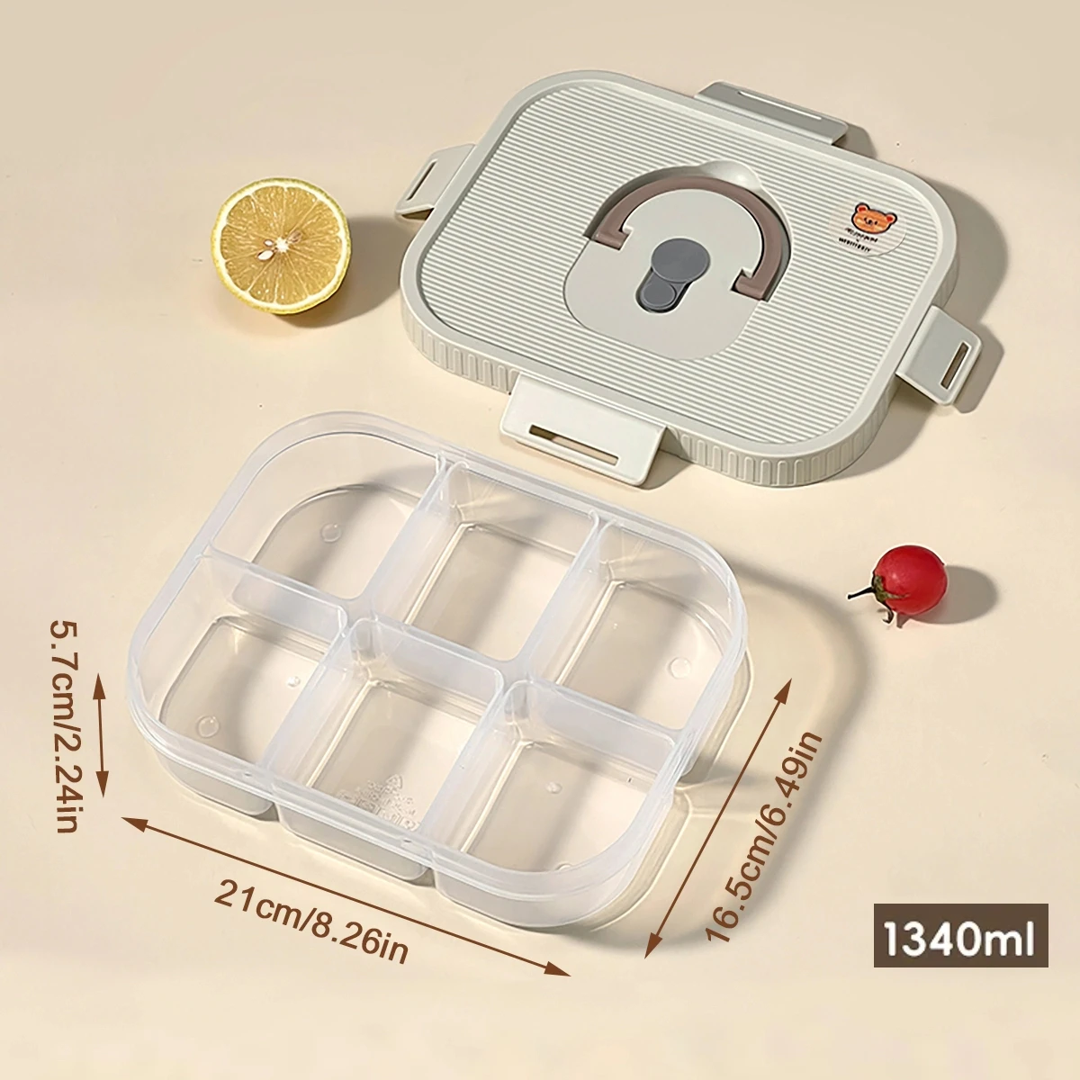 Magnetron Plastic Verdeelde Lunchbox Met Handvat Camping Picknick Draagbare Lekvrije Fruitsalade Voedselcontainer Voor Kinderen Studenten