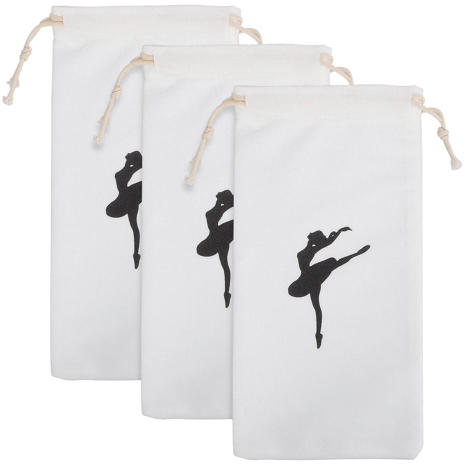 

3 Pcs Ballet Shoe Bag 13x27cm Drawstring Design Lightweight Multi use Dance Bags Portable Ballet Shoes Storage