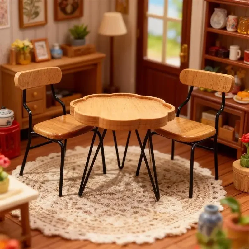 

Miniature Desk and Chair Set Model Furniture For 1/12 Doll House Indoor Outdoor Scene Arrangement Kids Roleplay Toy 15UB