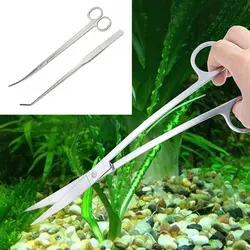Aquarium Scissors Tweezers Tool Fish Tank Plants Aquascape Water Grass Stainless Cleaning Accessories Aquatic Feeding Tongs