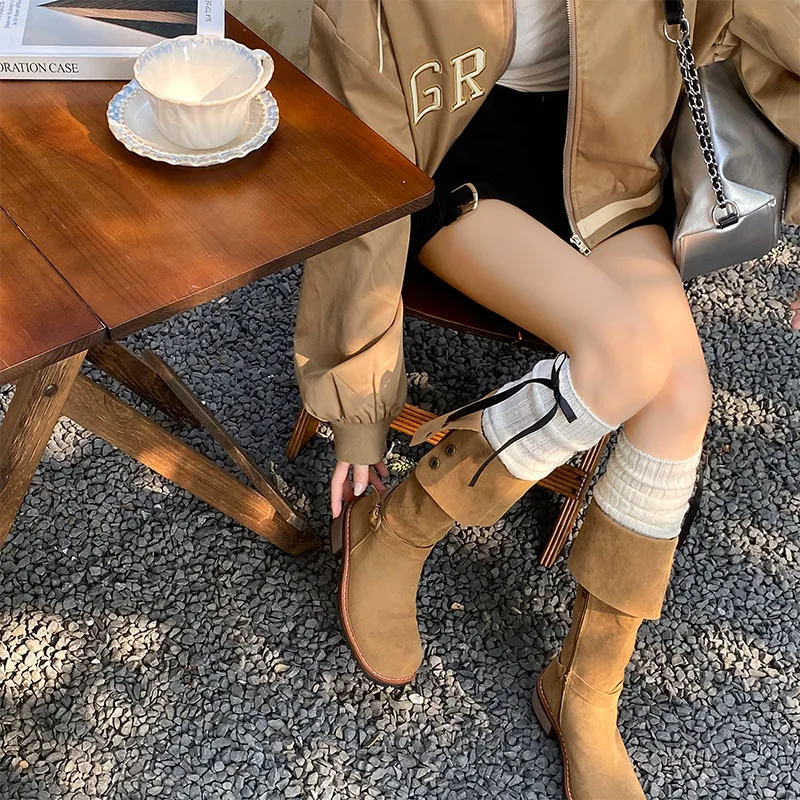 Women\'s Ribbon Bow Knitted Leg Warmers Ruffles Cute White Japanese-style JK for Spring/autumn Long Dual-purpose Arm Sleeves