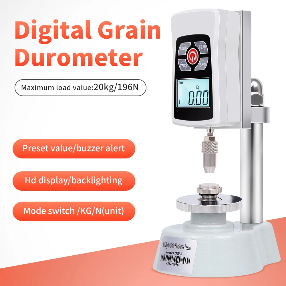 Digital Grain Hardness Tester High Precision Agricultural Instrument Research Test Wheat Rice Sclerometer Durometer 20kg 196N