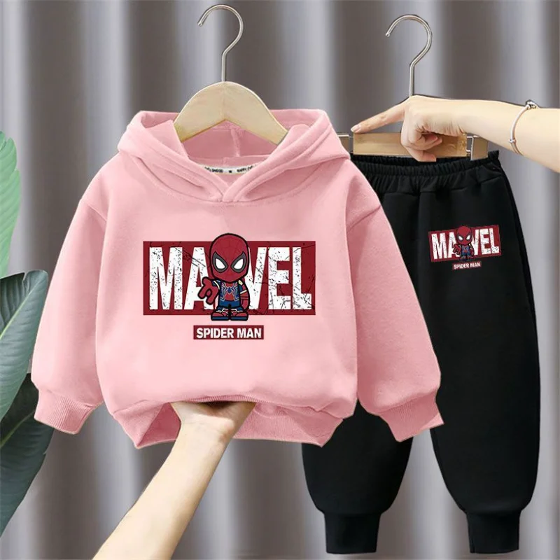 Spring Autumn Disney Spiderman Print Hooded Sets for Children Pullover+Pants 2pcs Kids Tracksuit Boys Sport Clothes Set