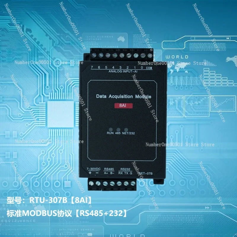 

Модуль аналогового ввода данных 8AI на 8 каналов (0-20мА, 4-20мА, 0-10В) с коммуникацией RS485 и АЦП. LBW095.