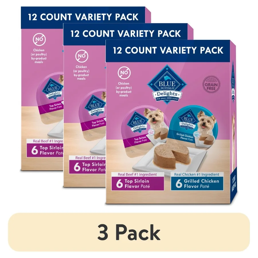 

3 pack Delights Small Breed Natural Wet Dog Food Variety Pack, 3.5-oz. Cups, 12 Count