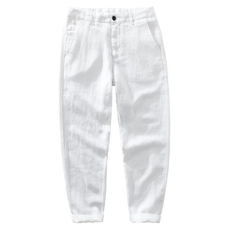 

New Pure Linen Arrival Italy Quality Brand Pants For Mens Trend Comfortable Casual Business Trousers 29-38 4Color Pantalon Homme