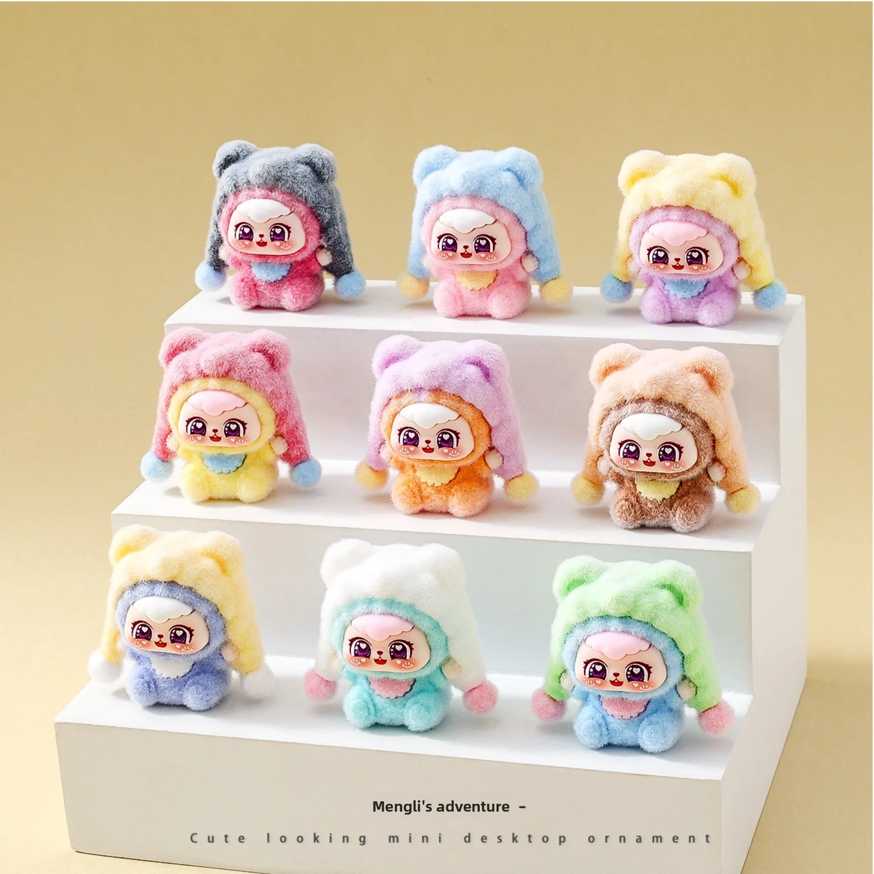 Flocked Tiger Hat Cartoon Doll Mini Figure Desktop Toy Room Decor Keychain Pendant